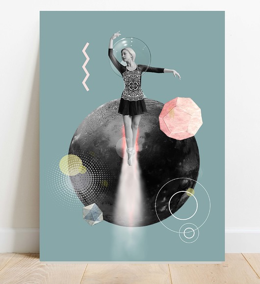 grafiki i ilustracje Plakat  Portret kobiety 50x70 zielony