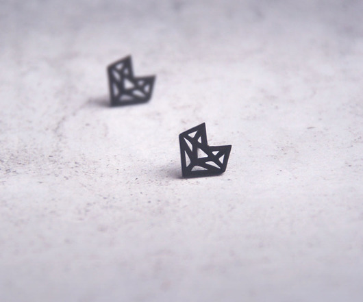 geometric hearts : mini kolczyki : BLACK kaktusia