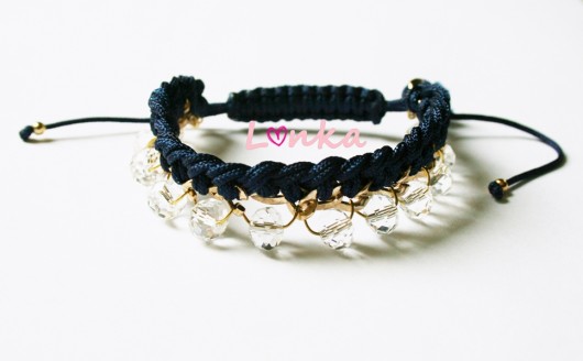 Bransoletka łańcuszek + sznurek + kryształki Lonka Jewelry