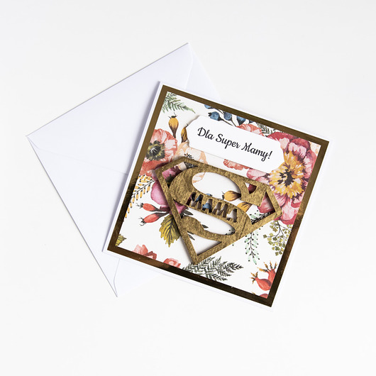 kartki scrapbooking Kartka na dzień matki Super Mama