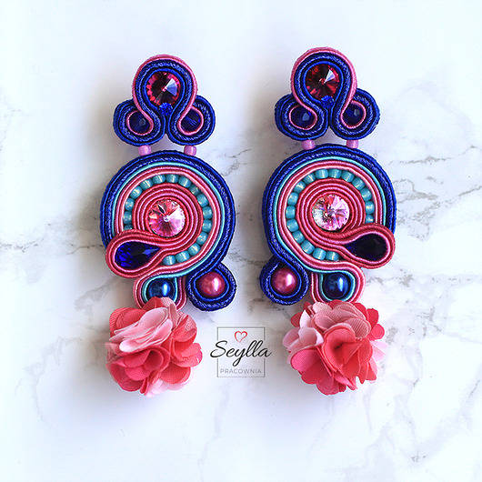 kolczyki soutache Kolorowe kolczyki Balerinki