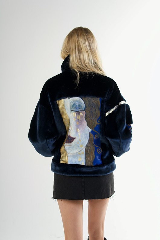 kurtki damskie Kurtka ze sztucznego futra NAVY BLUE GUSTAV