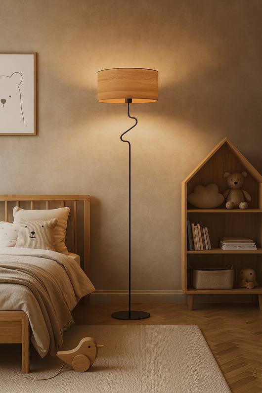 lampy podłogowe Elegancka lampa stojąca do pokoju dziecięcego MORONI ECO z abażurem
