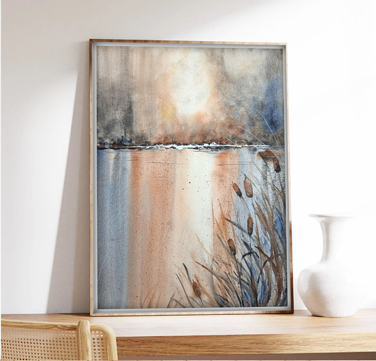 obrazy Oryginalna akwarela. Szuwary 30x40cm