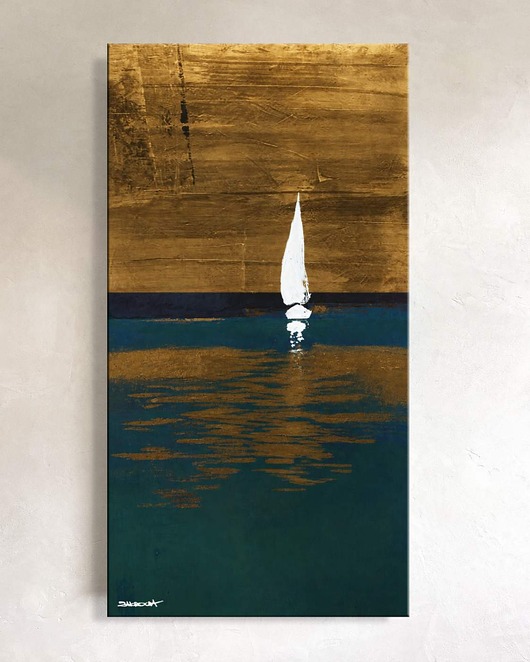 obrazy SZMARAGDOWA TOŃ - obraz ręcznie malowany akryl 80x160cm