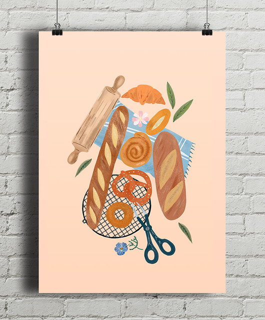 plakaty Chrupiące bagietki - plakat fine art