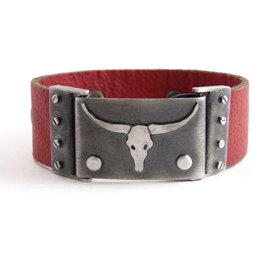Bransoleta srebro i skóra  Toros Design