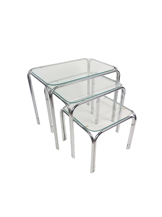 stoliki kawowe Zestaw 3 stolików z lat 70.