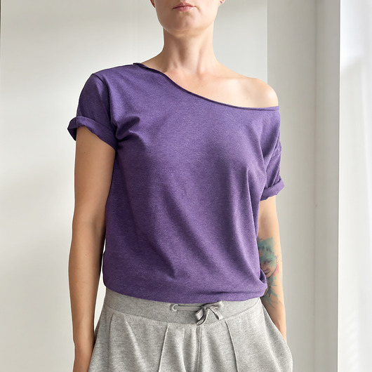 t-shirt damskie Fioletowy melanż Oversize
