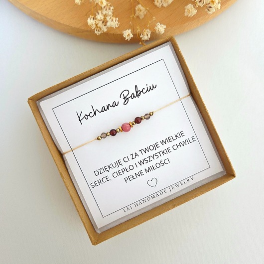 bransoletki z kamieni naturalnych Bransoletka z dedykacją na DZIEŃ BABCI