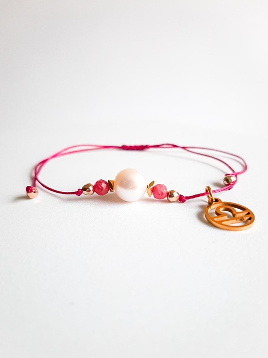 bransoletki z kamieni naturalnych Bransoletka Zodiakalna Waga Big Pearl z Zawieszką