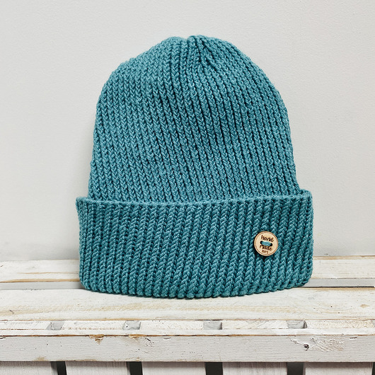 czapki damskie Czapka beanie z wywinięciem uniwersalna ręcznie robiona