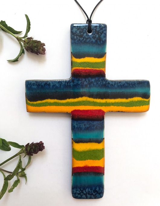 dodatki - różne Krzyżyk ceramiczny pełen kolorów