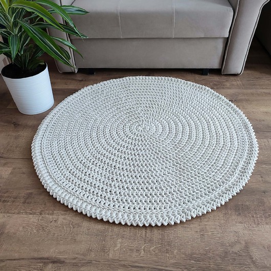 dywany Dywan ze sznurka bawełnianego okrągły szydełkowy 80cm