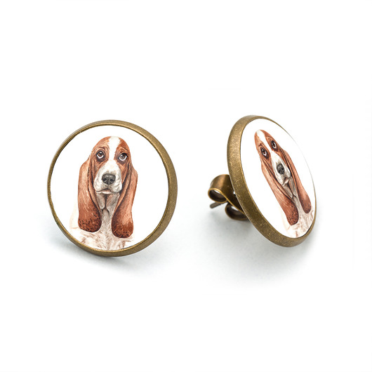 kolczyki - inne Kolczyki sztyfty BASSET HOUND rasowy pies