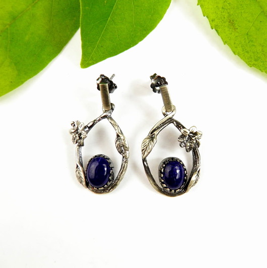 kolczyki srebrne Lazurowa natura - Kolczyki srebrne z lapis lazuli