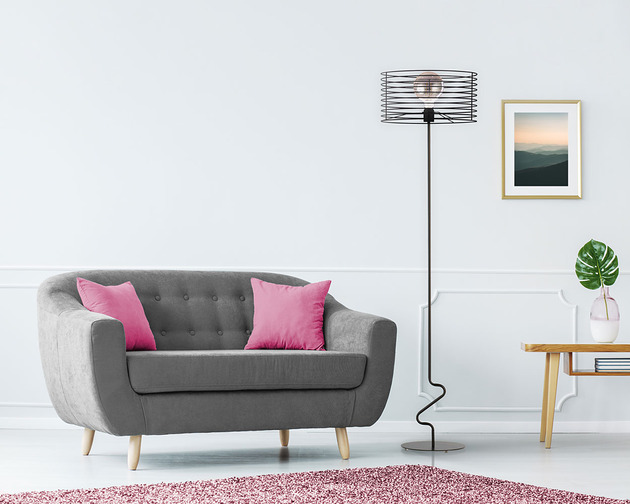 lampy podłogowe Lampa podłogowa loftowa FORNOSA z drucianym kloszem