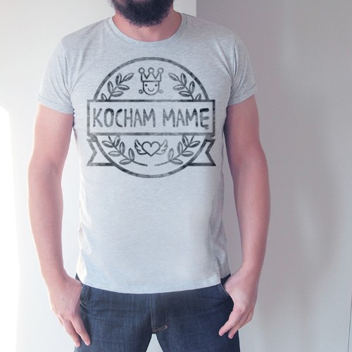 Kocham mamę Męska podwinięta Szara ONE MUG A DAY