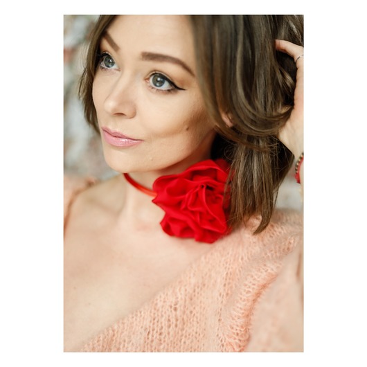 chokery Jedwabny czerwony choker
