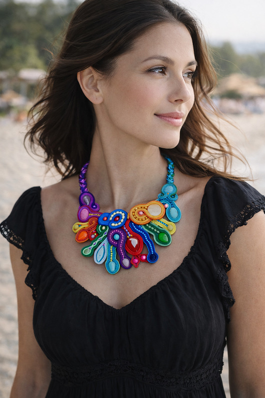 kolie Kolorowy Bajkowiec - naszyjnik Soutache