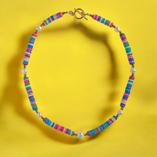 korale SUMMER COLLECTION naszyjnik :: kolorowa lawa i perły