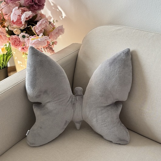 poduszki z grafiką Poduszka Dekoracyjna Motyl Szary