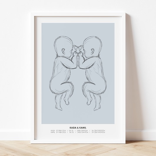 Plakat - Metryczka Dla Dwójki Dzieci P457 TamTamTu