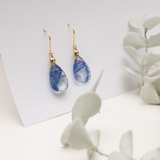 kolczyki pozłacane Kolczyki pozłacane talizman z Kwarcem Niebieskim