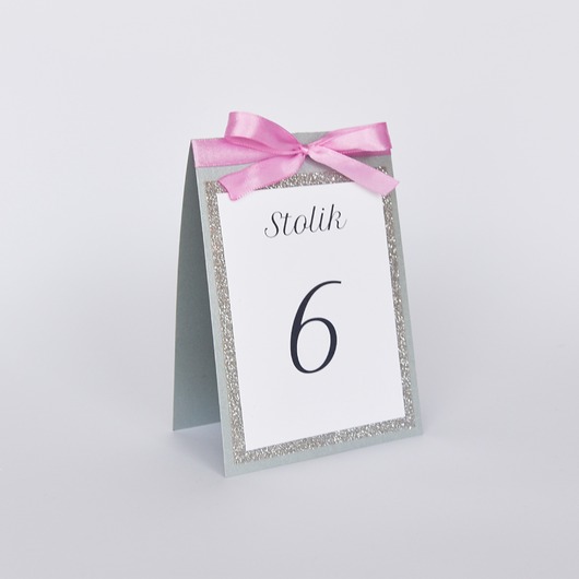 Ślub - inne Numerki stolików srebrne z kokardą