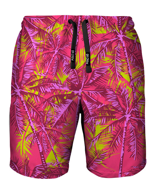 spodnie męskie Shorty Kąpielowe Męskie DR.CROW Neon Palms Pink