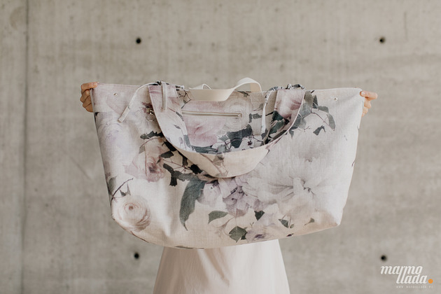 torby XXL Torebka bawełniania tXL na ramię lniana w kwiaty + kopertówka