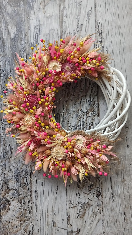 wianki Wiosenny wianek na drzwi, eko dekoracja z suszu, 35/40cm