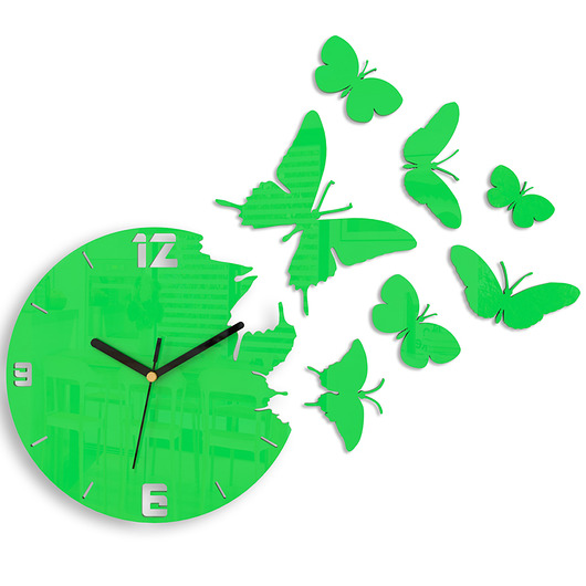 Zegar ścienny Motyle w kolorze zielonym ModernClock