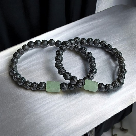 biżuteria męska Komplet dla pary : AWENTURYN & LAWA : na gumce