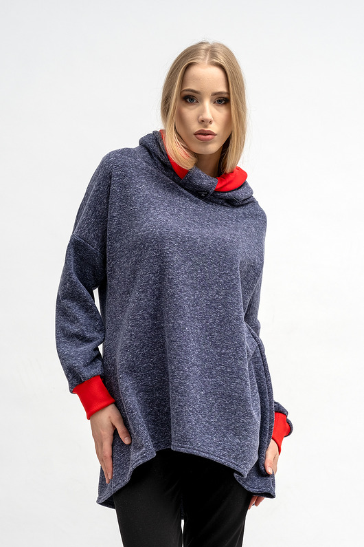 bluza bez kaptura damska BLUZA ASYMETRYCZNA ,,RAVEL'' granatowa