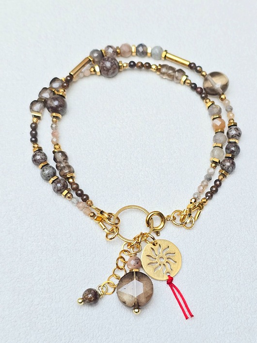 bransoletki z kamieni naturalnych Podwójna Bransoletka Brązy z Akcentem