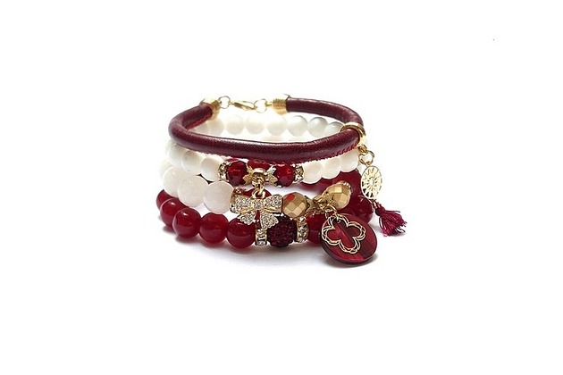 bransoletki z kamieni naturalnych White and red vol. 3 /20.06.22/ - set