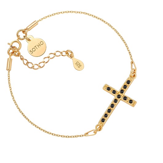 bransoletki złote Złota bransoletka z krzyżem wysadzanym SWAROVSKI CRYSTAL