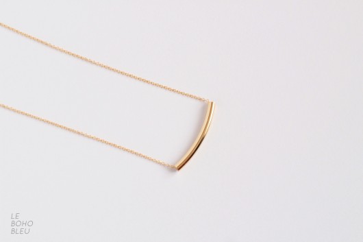 16k Gold Plated Tube Necklace Le Boho Bleu