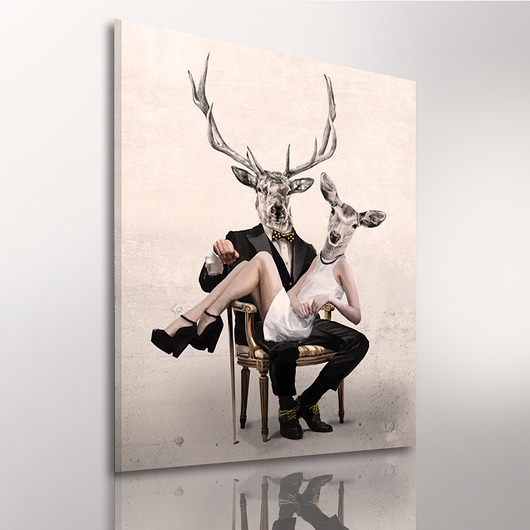 OBRAZ NA PŁÓTNIE -  60x80cm marriage deer LUdesign gallery