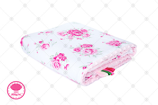 Ocieplany Kocyk Minky 50x75cm - Różowe Róże Makaszka
