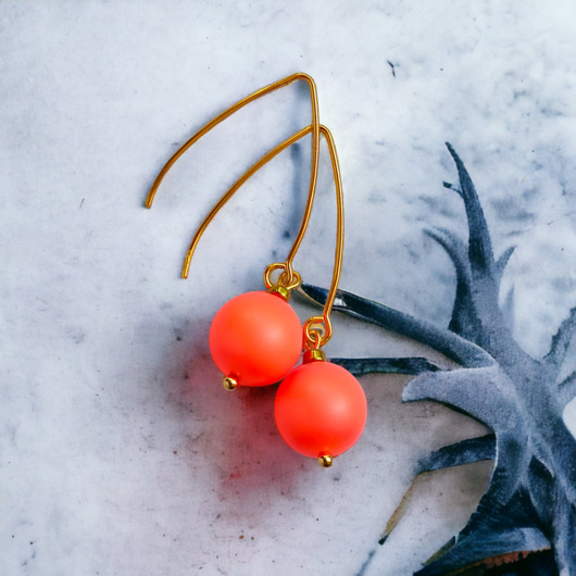 kolczyki swarovski Swarovski neon pearls : neon orange