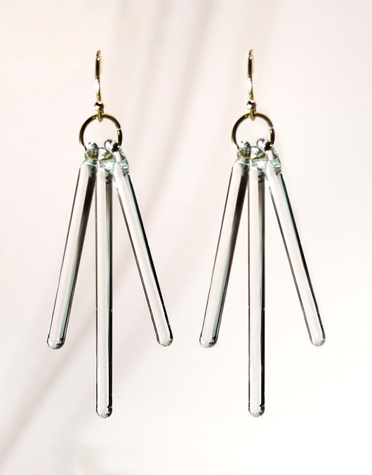 kolczyki szklane Szklane kolczyki linie - kaskadowe "Line"