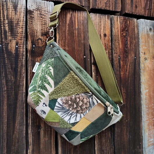 saszetka nerka Nerka gigant patchwork zerowaste unikat leśna