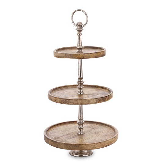 patery i talerze Patera drewniana 3 poziomy 54x30x30 cm CAKE - I
