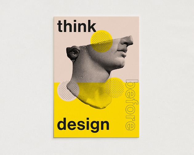 plakaty Think before design 02 / Oryginalna grafika / poster print / plakat z cytatem