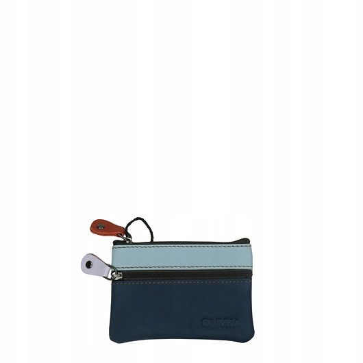 portfele damskie Saszetka skórzana skóra naturalna na klucze bilon poręczna OLIVKA