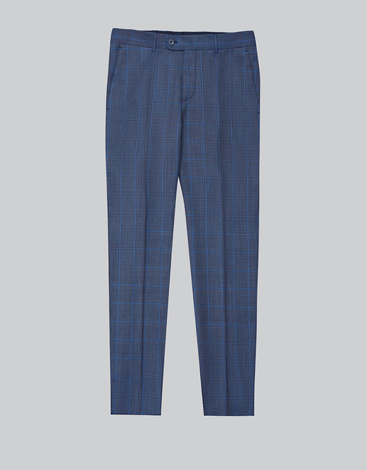 spodnie męskie spodnie bresso niebieski w kratę slim fit