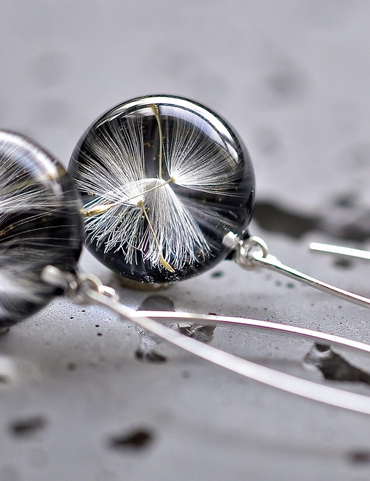 Kolczyki srebrne z nasionami dmuchawca Grol Jewellery