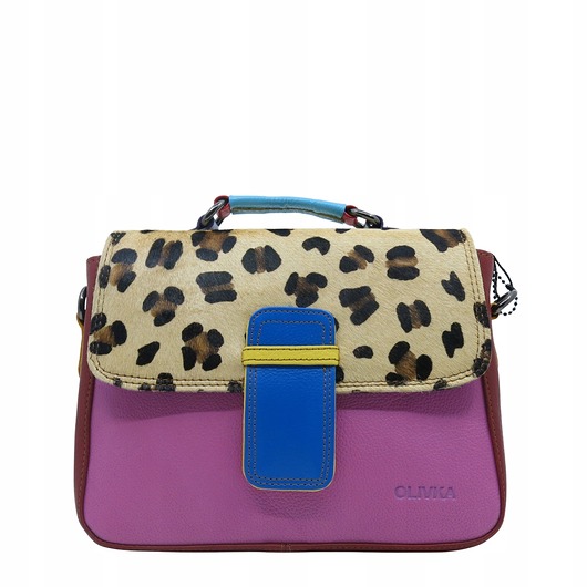 torby na ramię Torebka skórzana damska klasyczna rączka pasek ze skrawków OLIVKA